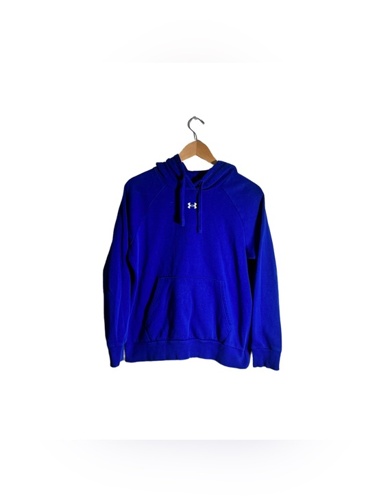 Under Armour Tops - Under Armour Hooded Sweatshirt Women's Small Blue Logo Fleece Pullover Athletic